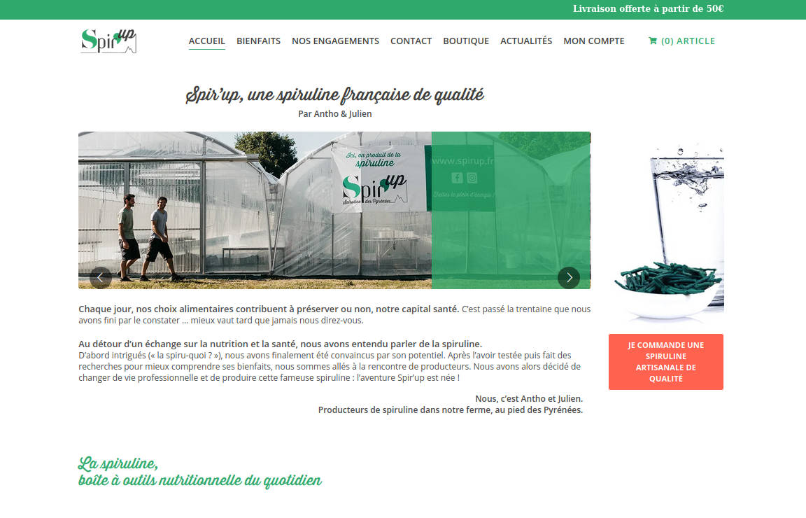 site web Spir'up - Spiruline des Pyrénées